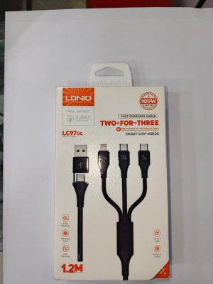LDNIO LC97UC 100W USB-A/Type-C To Type-Cx2/Lightning Cable with 30 days warranty