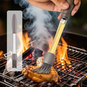 Push Oil Silicone Brush, High Temperature Resistant Silicone Oil Brush, Silicone Grill Seasoning Brush with a gift