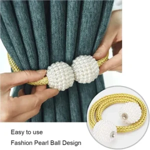 Magnetic Curtain Tieback Tie Backs Holdbacks Buckle Clip Strap Magnet Pearl Ball Curtain Hanging Belts with a gift
