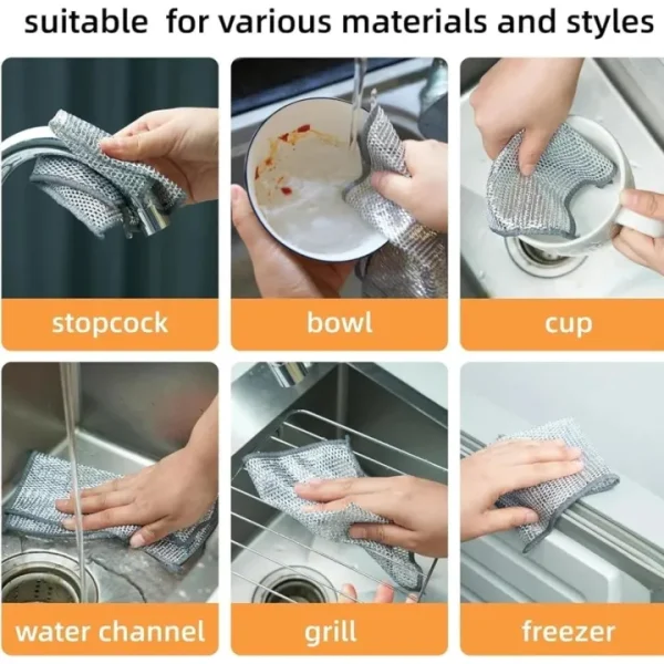 Kitchen Steel Mesh Wire DishWasher Cleaning Cloth pack of 5 pieces