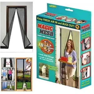 Magic Mesh Deluxe- Hands Free Magnetic Screen Door, Mesh Curtain Keeps Bugs Out, Pet & Kid Friendly- Fits Doors up to 39 x 83 Inches with a gift