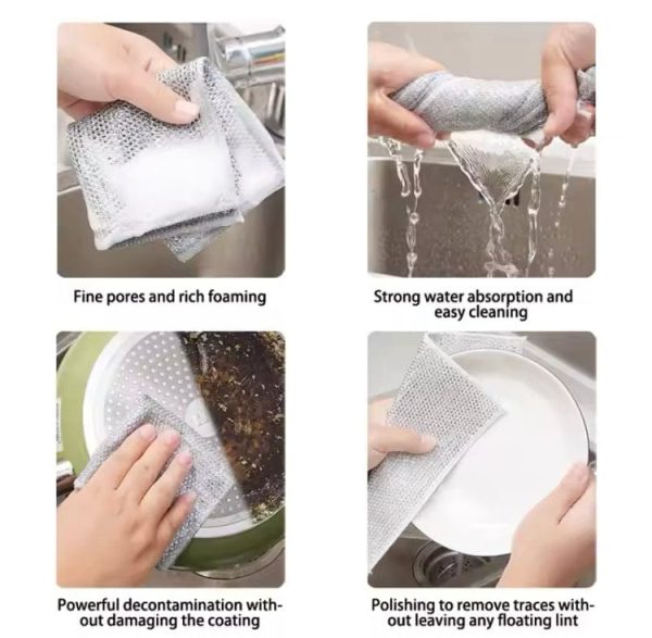 Kitchen Steel Mesh Wire DishWasher Cleaning Cloth pack of 5 pieces