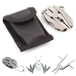 Stainless Steel Outdoor Portable Multitool Plier Knife | Mini Keychain Multi Tool with Screwdriver & Pouch | Camping, Hiking & Everyday Use with a gift