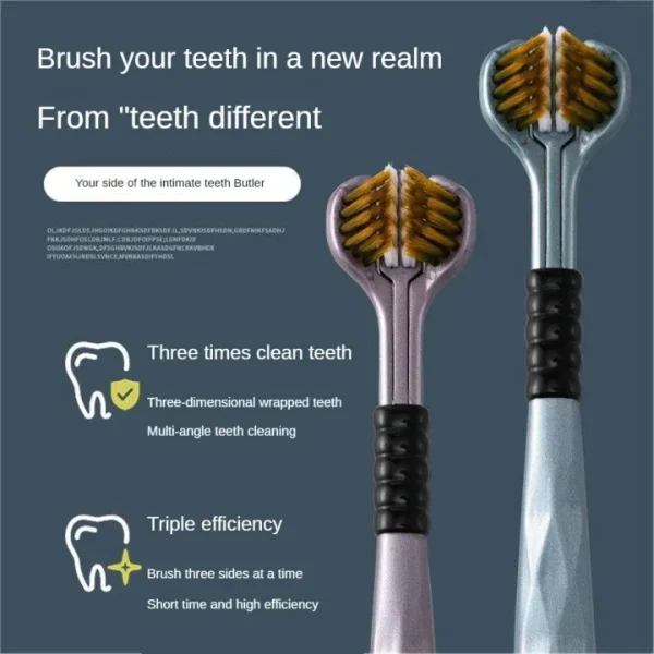 2 pieceThree Sided Toothbrush, 3 Bristle Toothbrush, 3 Sided Toothbrush Sensory Toothbrush Autisms, V-shaped with a gift