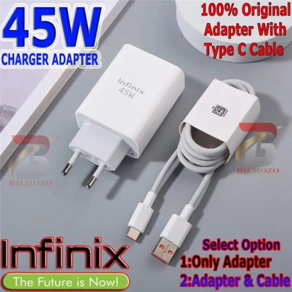 Infinix/Tecno Original 45/33 Watt Charger Power Adapte with cable with 30 days warranty and a offer