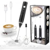 Rechargeable Coffee Beater Electric Milk Frother | USB Charging Handheld Coffee Mixer for Creamy Latte & Cappuccino | Portable Egg Beater & Drink Foamer with a gift