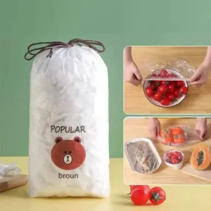 Reusable Elastic Food Storage Covers Disposable Food Plastic Bags 100 pcs with a gift