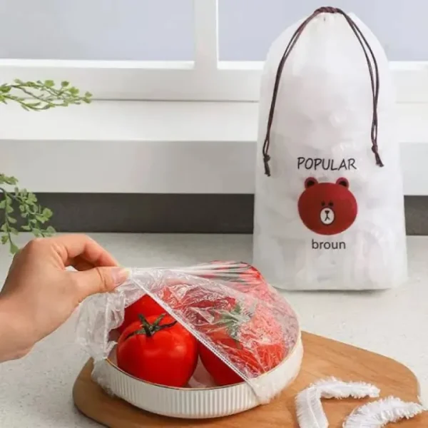 Reusable Elastic Food Storage Covers Disposable Food Plastic Bags 100 pcs with a gift