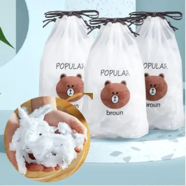 Reusable Elastic Food Storage Covers Disposable Food Plastic Bags 100 pcs with a gift