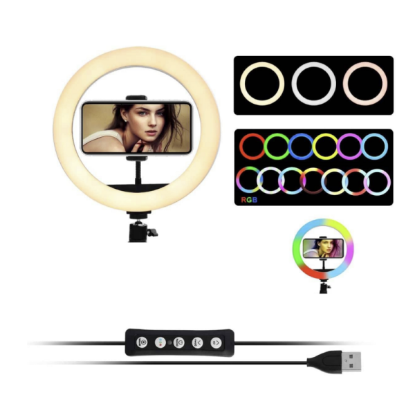 Soft RGB Selfie LED Ring Light for Makeup Streaming Vlogging 33cm with a gift