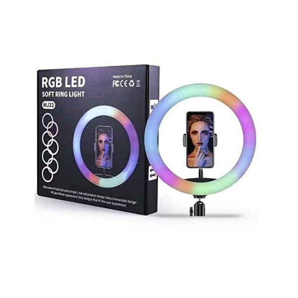 Soft RGB Selfie LED Ring Light for Makeup Streaming Vlogging 33cm with a gift